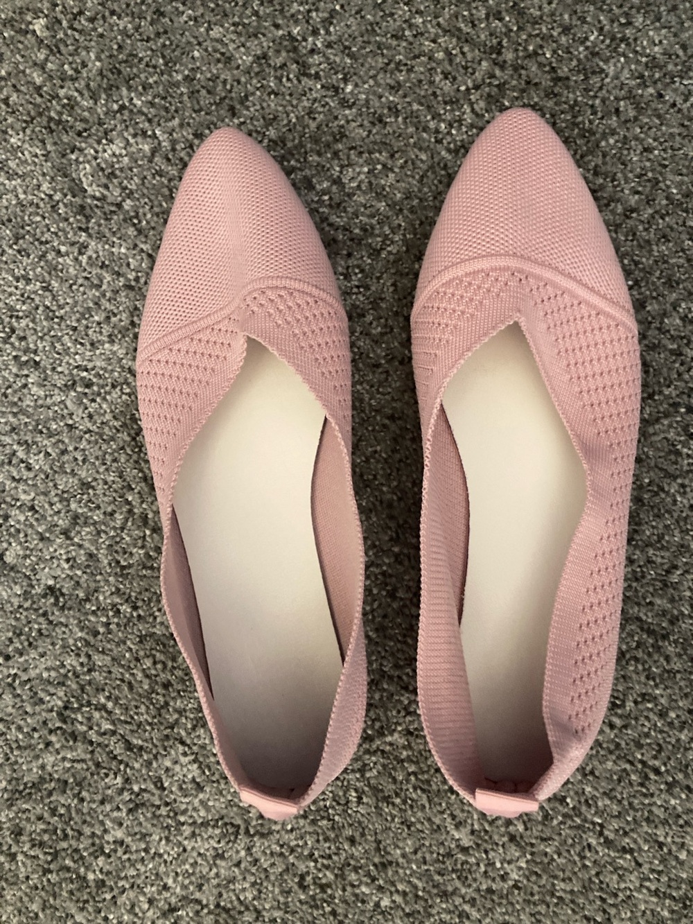 Women's Blush Pink Knit Pointed-Toe Flats